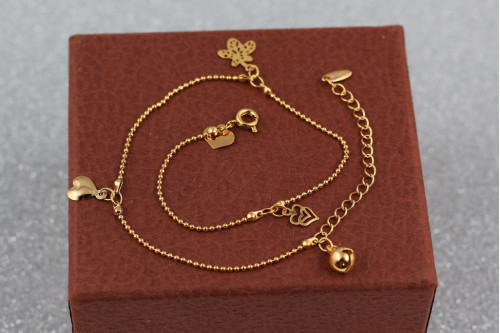 Браслет Xuping Jewelry на ногу сердечко піка 24 см 1 мм домішка ланцюга 5 см золотистий