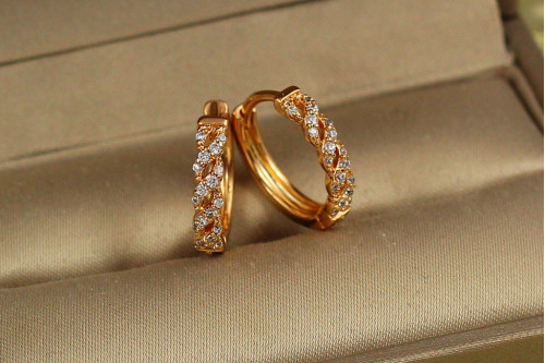 Серьги кольца Хuping Jewelry спираль 1,5 см золотистые