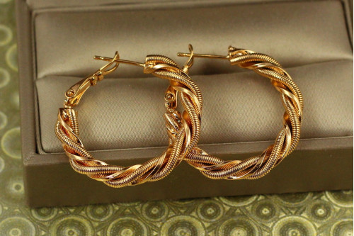 Сережки кільця Хuping Jewelry трос 2,8 см золотисті
