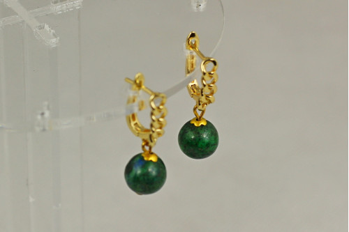 Сережки No Name підвіски кулька Азурит 3,2 см золотисті