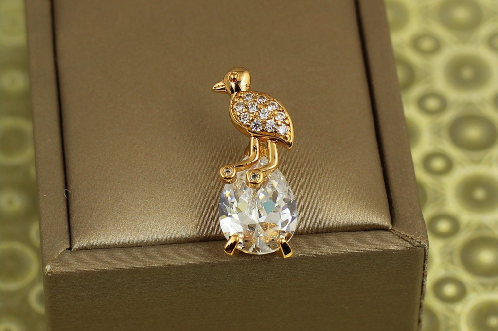 Кулон Xuping Jewelry пава для тоненькой цепочки 1,5 см золотистый