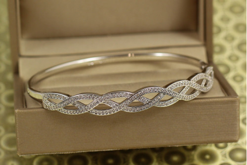 Браслет бенгл Xuping Jewelry Хвилі кохання від 17 см до 19 см сріблястий