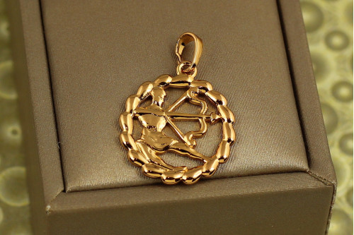 Кулон зодиак Xuping Jewelry стрелец рельефный круг 2 см золотистый