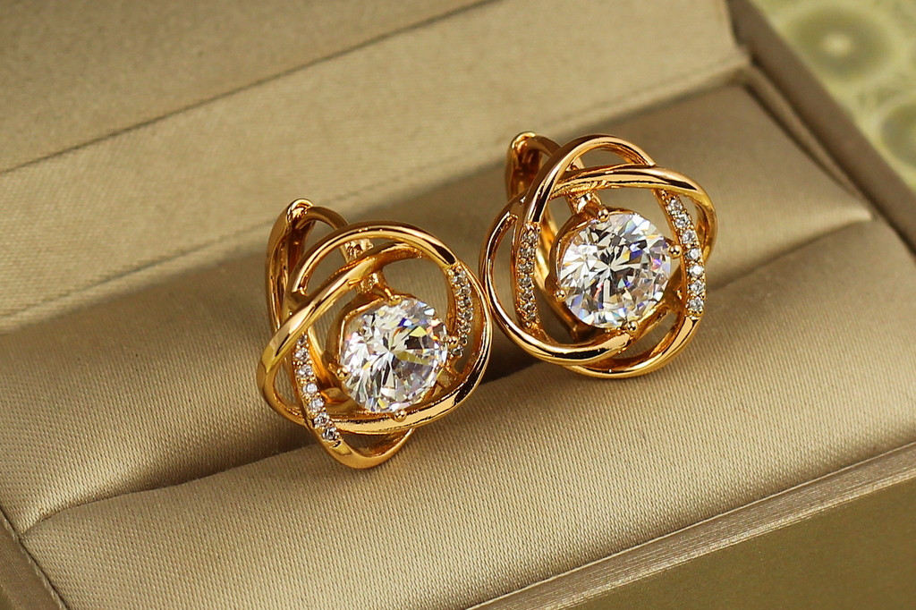 Сережки Xuping Jewelry Буря 1,7 см золотисті