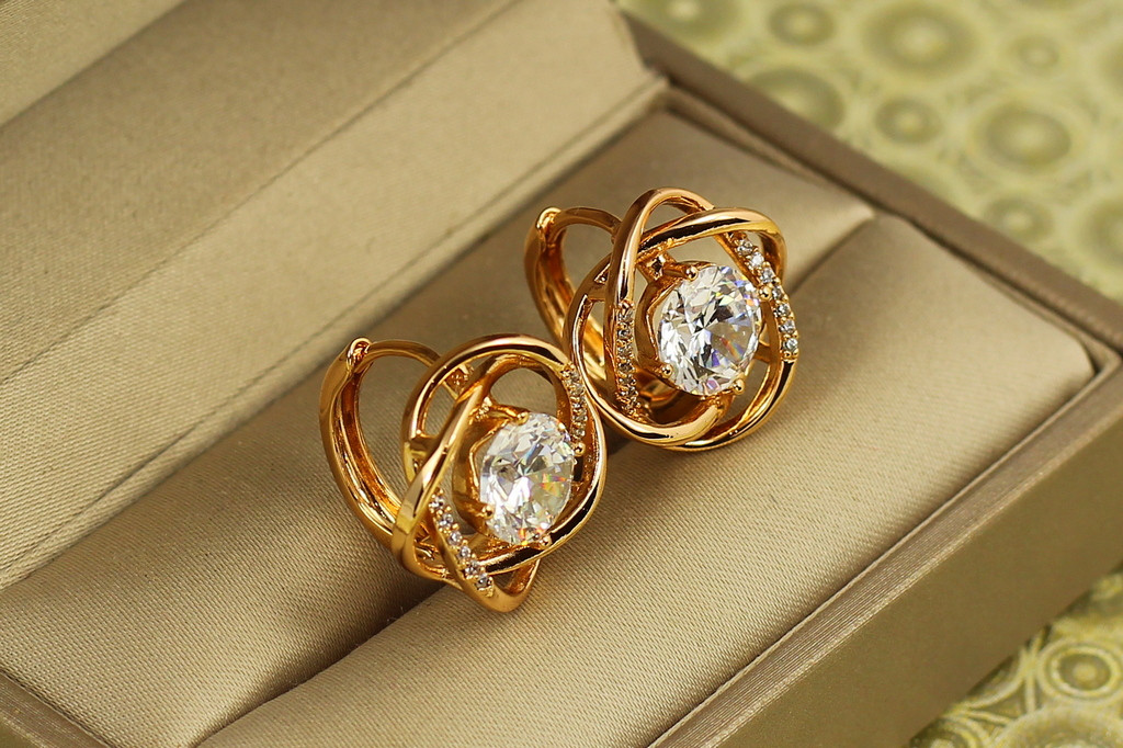 Сережки Xuping Jewelry Буря 1,7 см золотисті