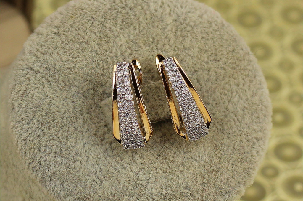 Сережки Xuping Jewelry Призма з родієм 1,8 см золотисті