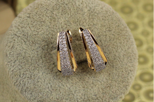 Сережки Xuping Jewelry Призма з родієм 1,8 см золотисті
