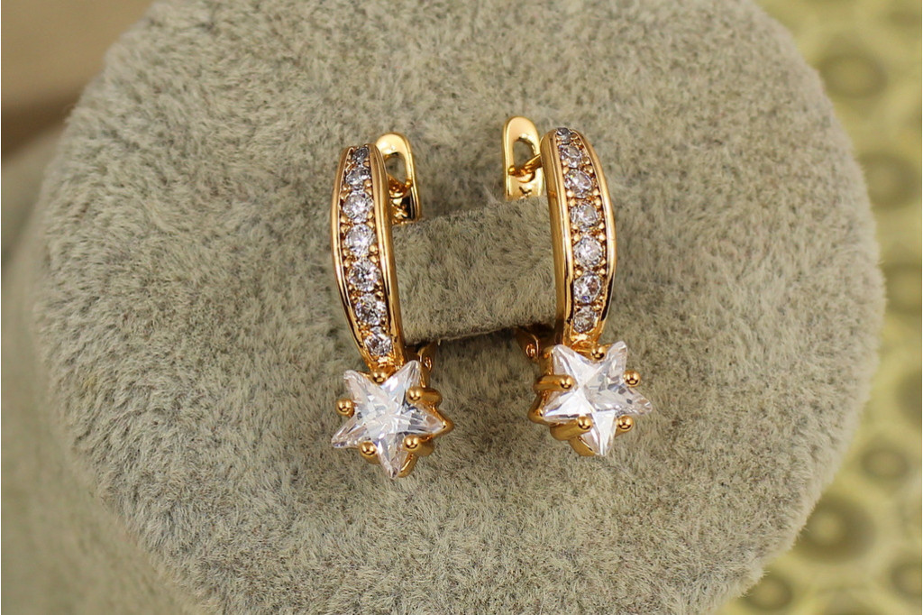 Серьги Xuping Jewelry пылающая звезда 2 см золотистые