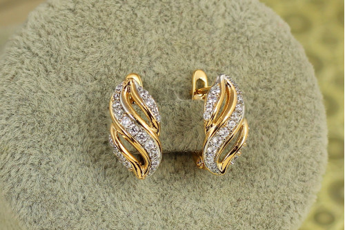 Серьги Xuping Jewelry Лирика с родием 1,6 см золотистые
