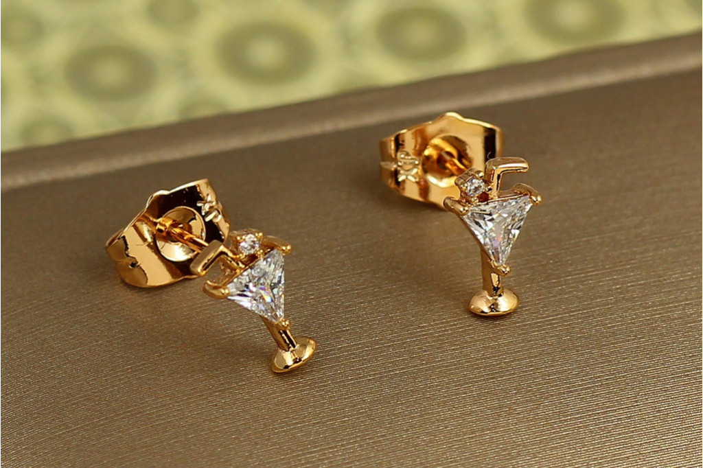 Серьги гвоздики Xuping Jewelry Мартини 9 мм золотистые
