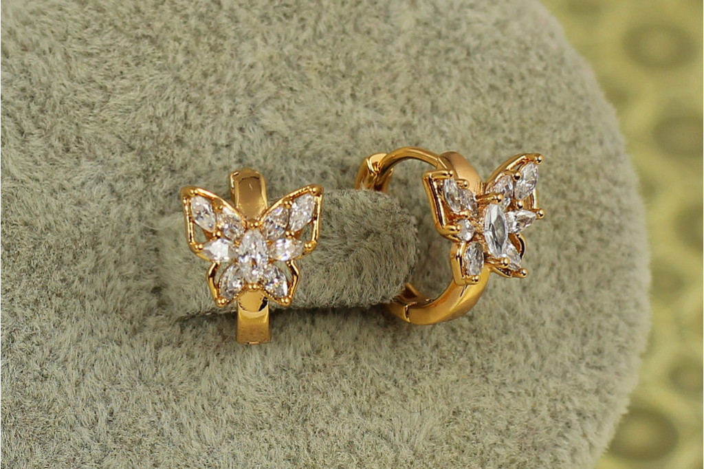 Серьги детские Xuping Jewelry Удивительная бабочка 1,2 см золотистые