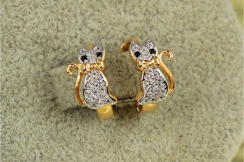 Сережки дитячі Xuping Jewelry Кошенята з родієм 1,3 см золотисті