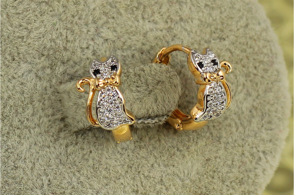 Сережки дитячі Xuping Jewelry Кошенята з родієм 1,3 см золотисті