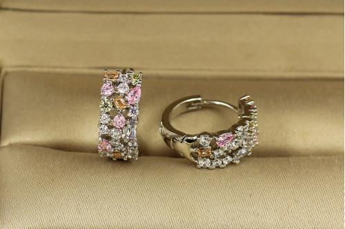 Сережки Xuping Jewelry Фієрія з різнокольоровими каменями 1,5 см сріблясті
