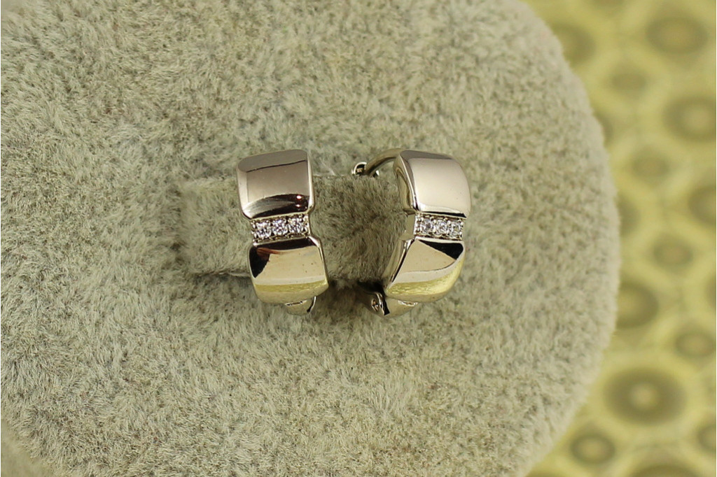 Серьги Xuping Jewelry кольца гладкие с горизонтальной полоской 1,3 см серебристые