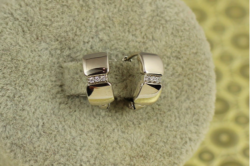 Серьги Xuping Jewelry кольца гладкие с горизонтальной полоской 1,3 см серебристые