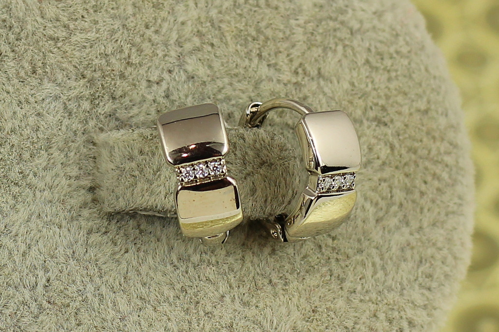 Серьги Xuping Jewelry кольца гладкие с горизонтальной полоской 1,3 см серебристые