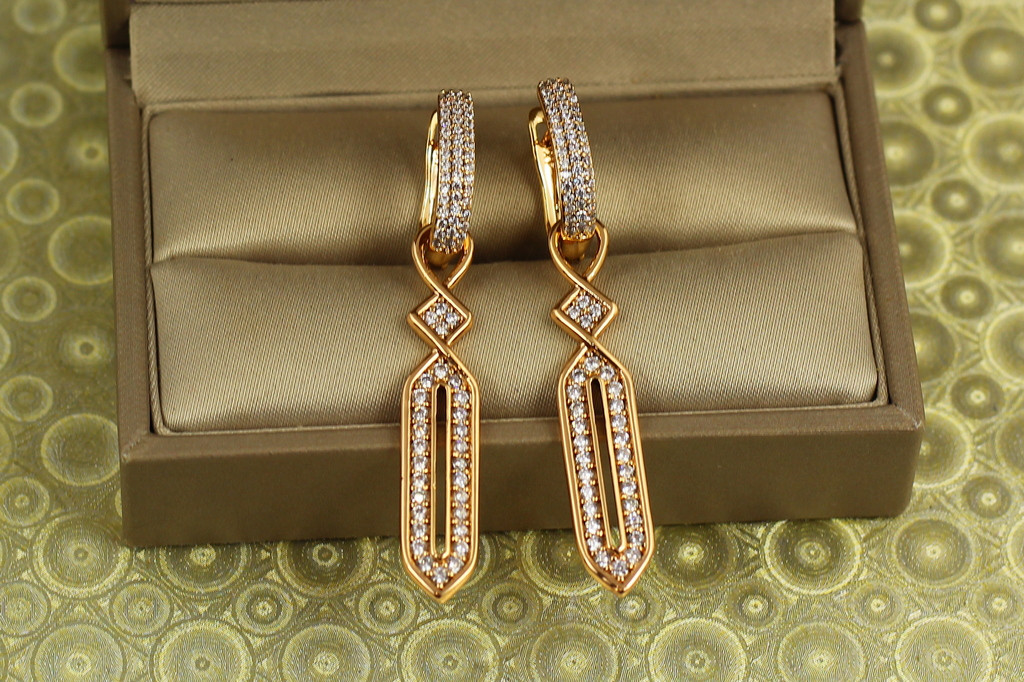 Сережки підвіски Xuping Jewelry Королівський контур 4,9 см золотисті