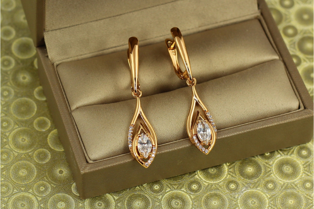 Сережки підвіски Xuping Jewelry Сльоза світла 4,1 см золотисті