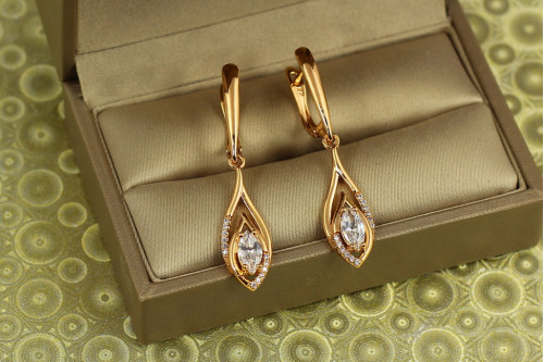 Сережки підвіски Xuping Jewelry Сльоза світла 4,1 см золотисті