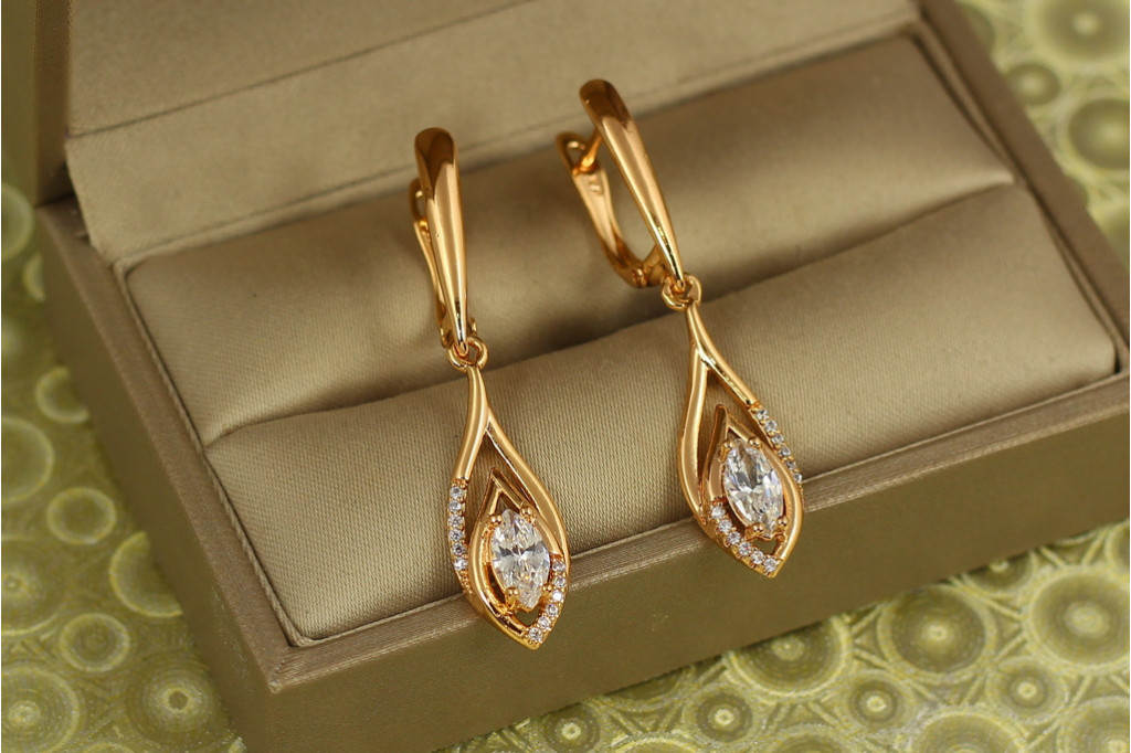 Сережки підвіски Xuping Jewelry Сльоза світла 4,1 см золотисті