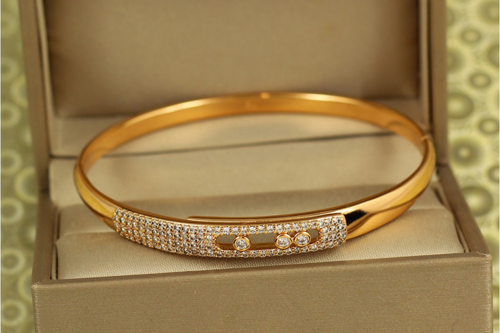 Браслет бенгл Xuping Jewelry Тріо блиску 60 мм на руку від 17 до 19 см золотистий