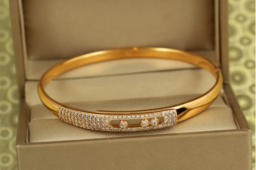 Браслет бенгл Xuping Jewelry Тріо блиску 60 мм на руку від 17 до 19 см золотистий