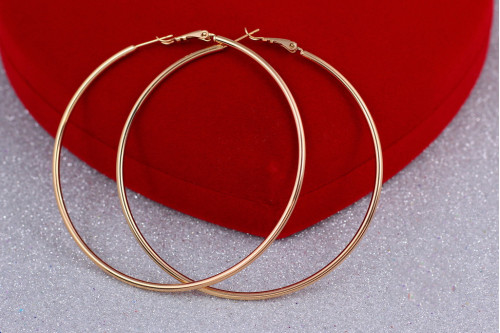Сережки кільця Хuping Jewelry гладкі 7 см золотисті
