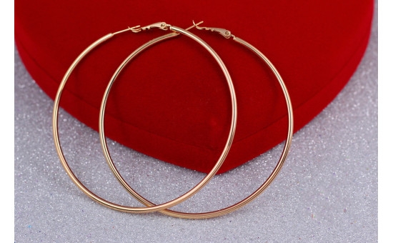 Сережки кільця Хuping Jewelry гладкі 7 см золотисті