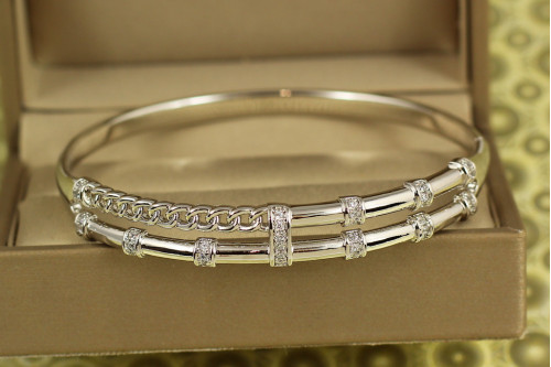 Браслет бенгл Xuping Jewelry Шляхетний дизайн від 17 см до 19 см сріблястий