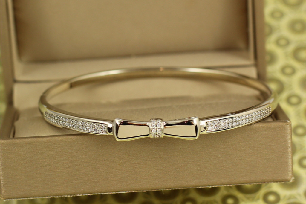 Браслет бенгл Xuping Jewelry Ніжний бант від 17 см до 19 см сріблястий