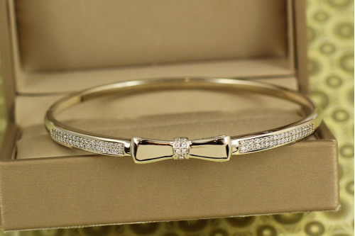 Браслет бенгл Xuping Jewelry Ніжний бант від 17 см до 19 см сріблястий
