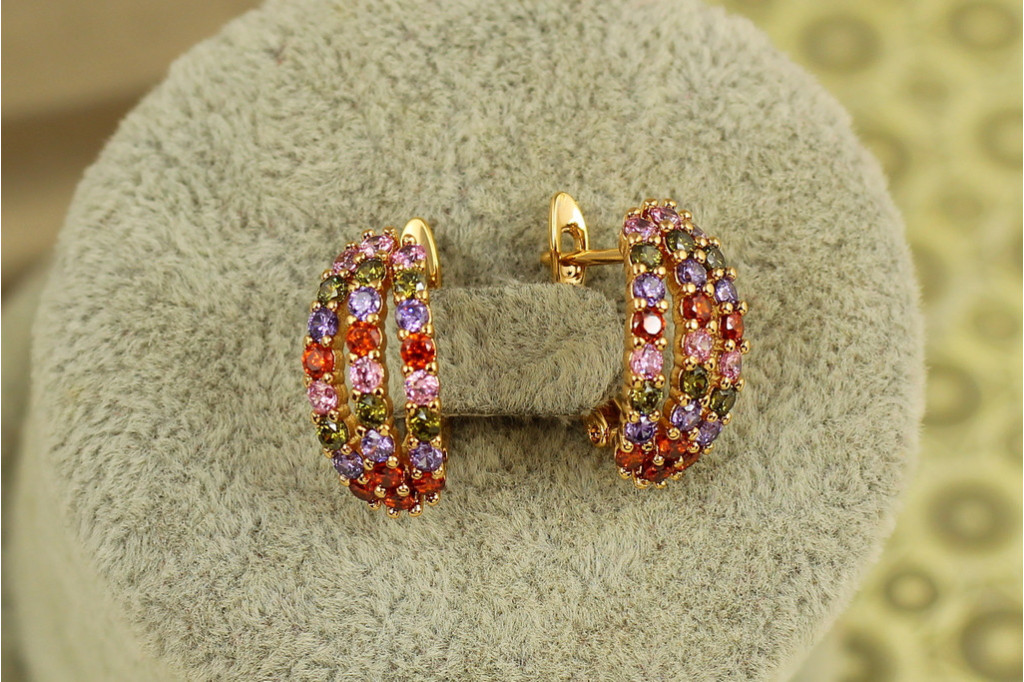 Сережки Xuping Jewelry Веселкові серенади 1,7 см золотисті