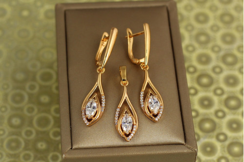Набор Xuping Jewelry  Слеза света золотистый