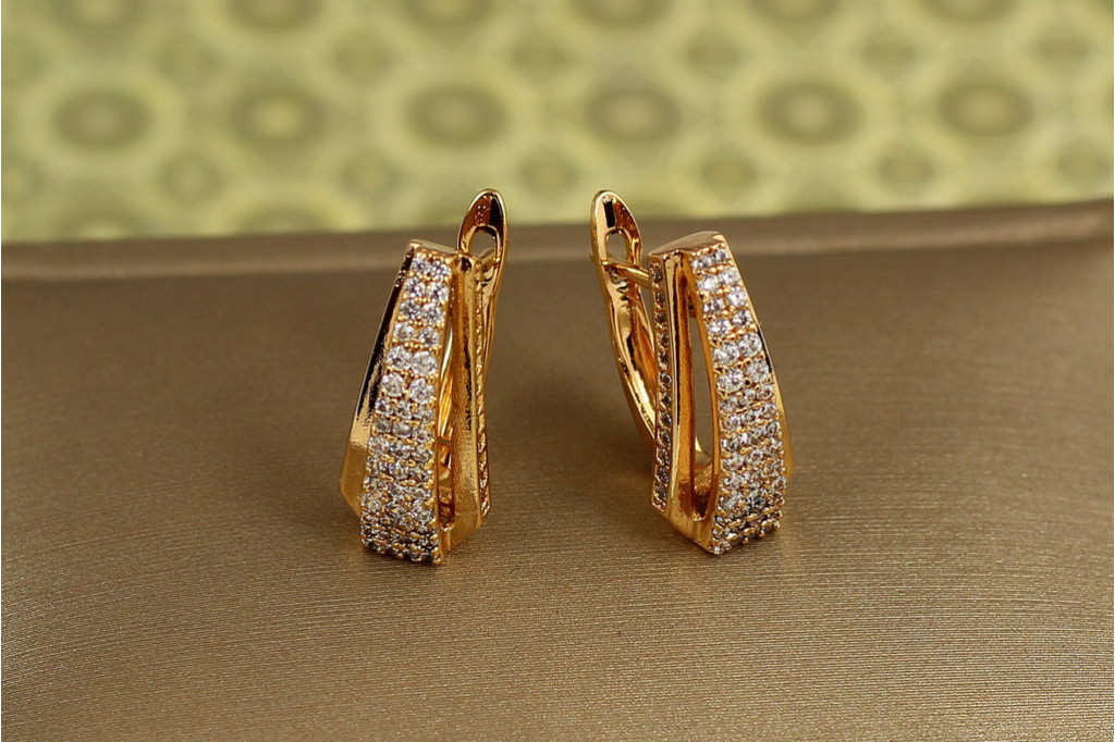 Сережки Xuping Jewelry Призма 1,8 см золотисті