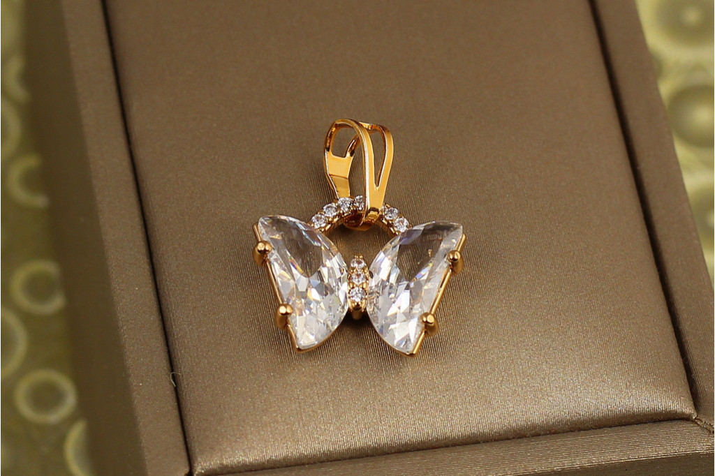 Кулон Xuping Jewelry Хрустальная бабочка 1,5 см золотистый
