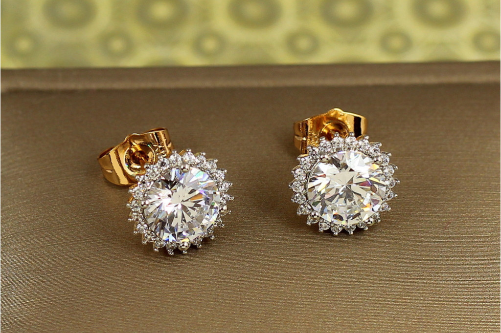 Сережки гвоздики Xuping Jewelry Соняшник з родієм 1,2 см золотисті