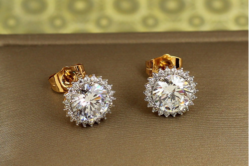 Сережки гвоздики Xuping Jewelry Соняшник з родієм 1,2 см золотисті