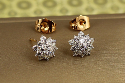Сережки гвоздики Xuping Jewelry Крижана зірка з родієм 1 см золотисті