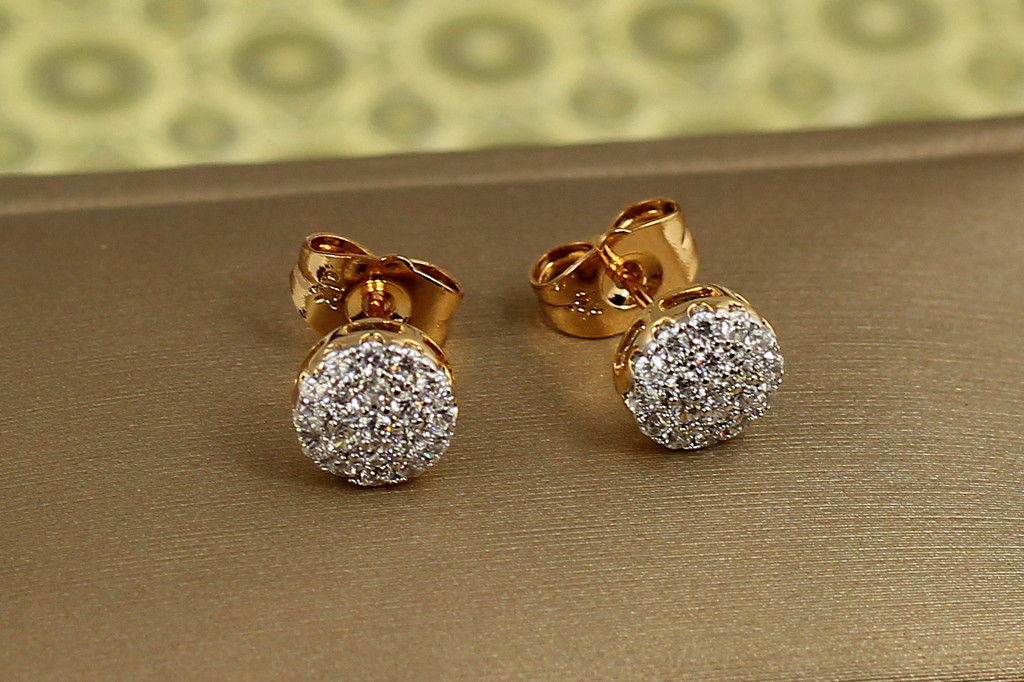 Серьги гвоздики Xuping Jewelry Круг роскоши с родием 9 мм золотистые