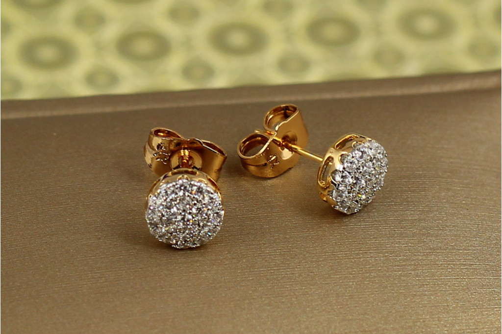 Серьги гвоздики Xuping Jewelry Круг роскоши с родием 9 мм золотистые