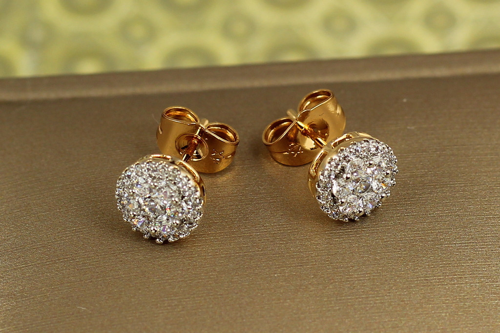 Серьги гвоздики Xuping Jewelry блестящий букет с родием 9 мм золотистые