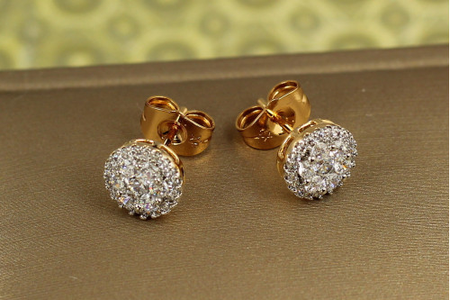 Серьги гвоздики Xuping Jewelry блестящий букет с родием 9 мм золотистые