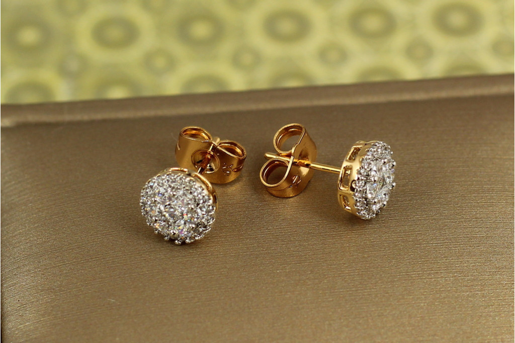 Серьги гвоздики Xuping Jewelry блестящий букет с родием 9 мм золотистые