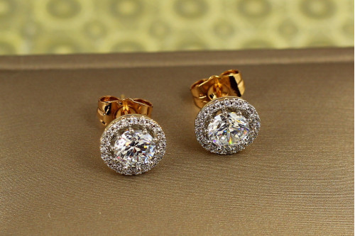 Сережки гвоздики Xuping Jewelry гало сяйва з родієм 9 мм золотисті