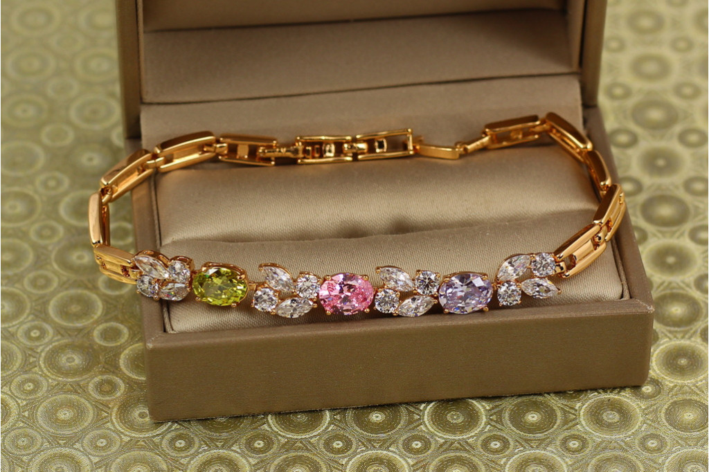 Браслет Xuping Jewelry Зіркопад з різнокольоровими 17,5 см золотистий