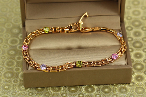 Браслет Xuping Jewelry Манхеттен з різнокольоровими 19,5 см золотистий