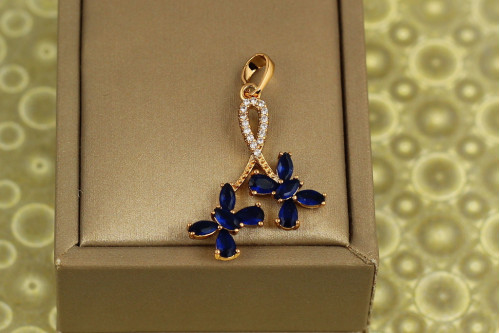 Кулон Xuping Jewelry Вихрь желаний с синим камнем 3 см золотистый