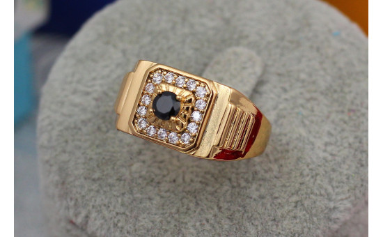 Печатка Xuping Jewelry квадратна з боків сходи до чорного фианиту в середині 19,22 р золотиста