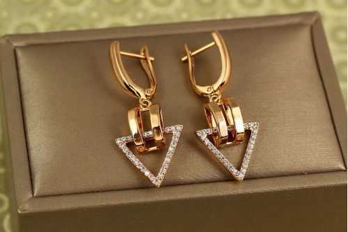 Сережки підвіски Xuping Jewelry Трикутник стилю 3,6 см золотисті